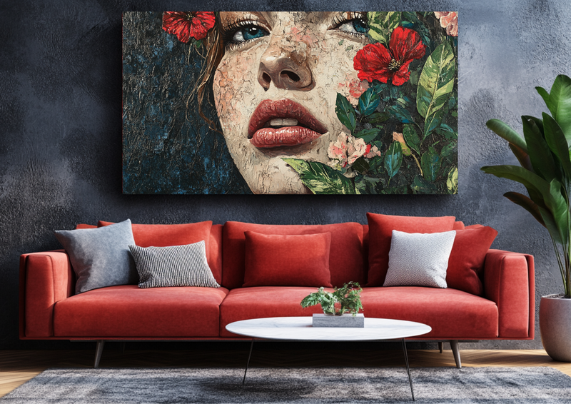 Canvas Wall Art - Surrealist Woman Floral Face - BX0290