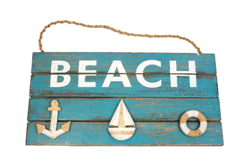 Coastal "BEACH" Wooden Plank Wall Decor - 40cm x 20cm
