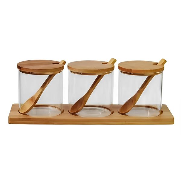 Transparent Spice Jar Canisters - Pack of 3