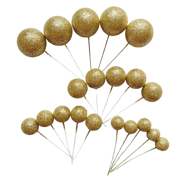 Cake Decorating Styrofoam Balls - Gold Glitter