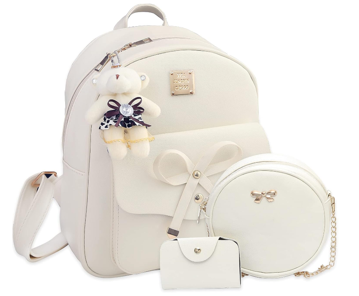 Mini Backpack for Women Bowknot Leather Backpack 3-PCS