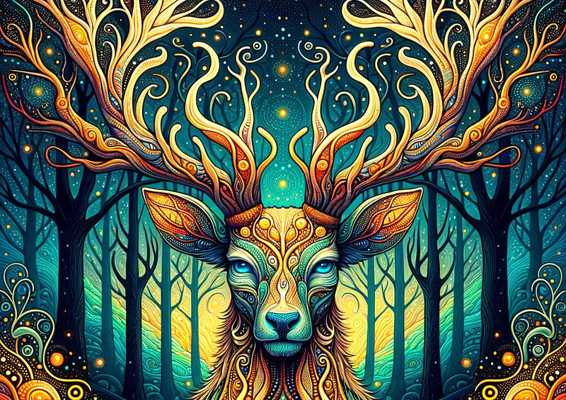 Canvas Wall Art Home Decor - Colourful Stag