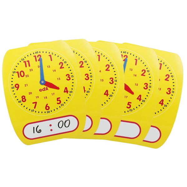 EDX Education Write &amp; Wipe 24-Hour Student Clock: 5 Pieces