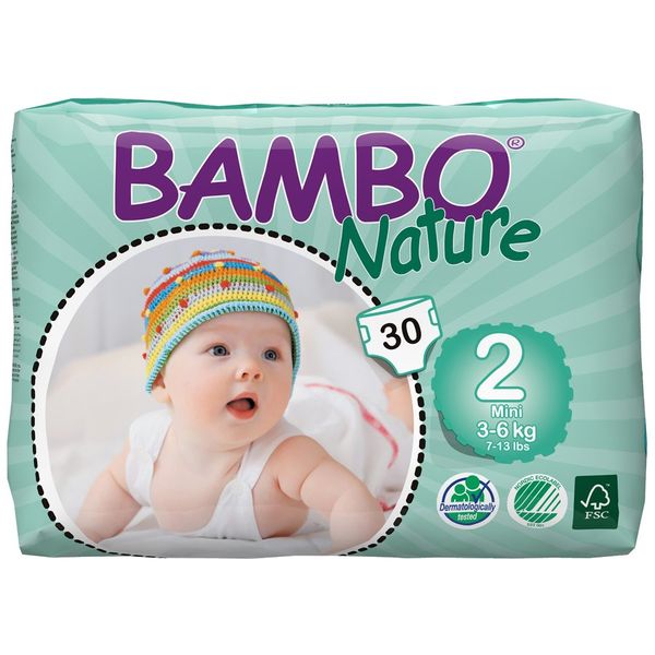 Bambo Nature Eco Disposable Nappies Size 2: 3-6 kg 30's (Mini)