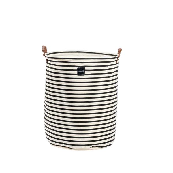 Canvas Laundry Basket Bold Black Stripe (40cm x 50cm)