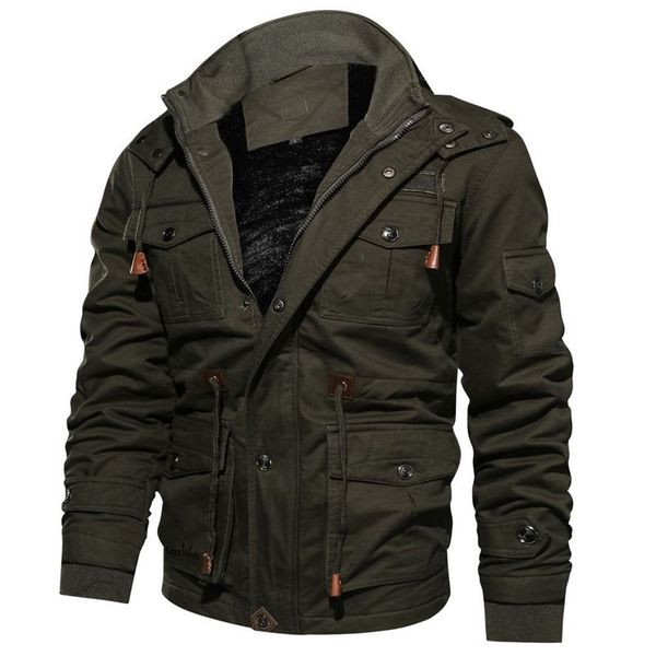 Men's Military Jacket - Green Polyester Fleece Jacket
