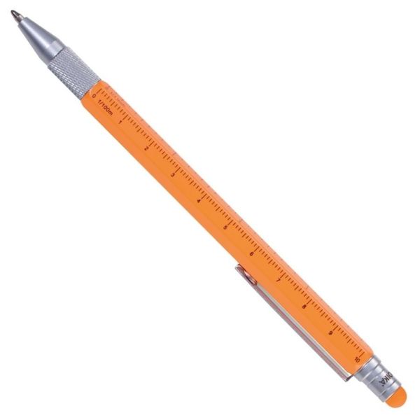 Troika Ballpoint Stylus Pen &amp; Integrated Ruler Construction SLIM Orange