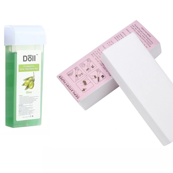 Depilatory Roller and Non-Woven Depilatory Paper Waxing Kit