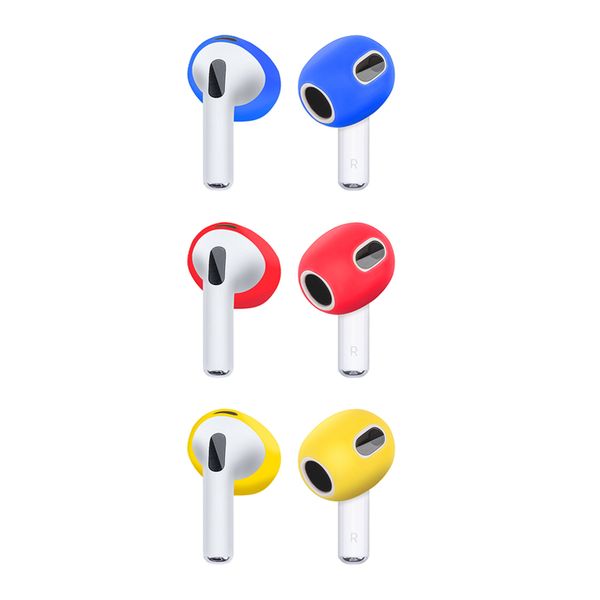 3Pair Silicone Earphone Protectors Compatible Apple Pods3 (Blue+Red+Yellow)