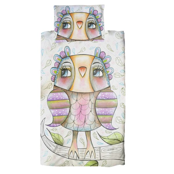 Pink Owl Cot Duvet Set