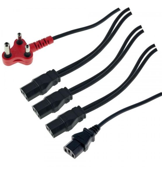 SlingTech 3 Prong SA Plug Male To 4 x IEC C13 Female Power Cable - 4.8m