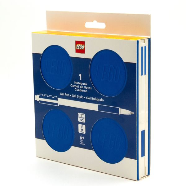 LEGO Locking Notebook with 16cm Gel Pen - Blue - 384 Dotted Pages