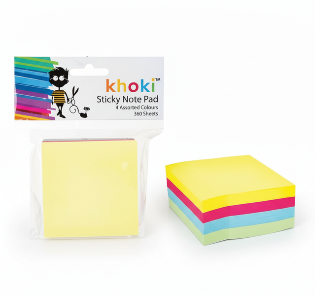Khoki Self-Stick Note Pads 360 Sheets Assorted Colors for Office &amp; Home