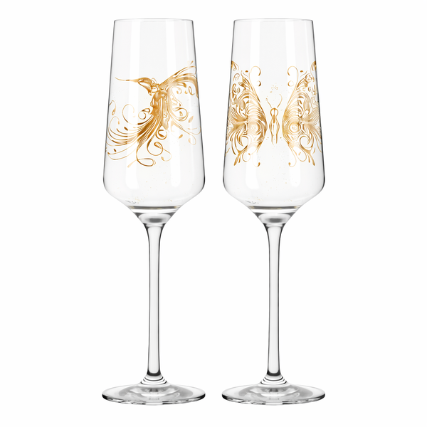 Ritzenhoff Prosecco Crystal Glass Hummingbird &amp; Butterfly - Set of 2