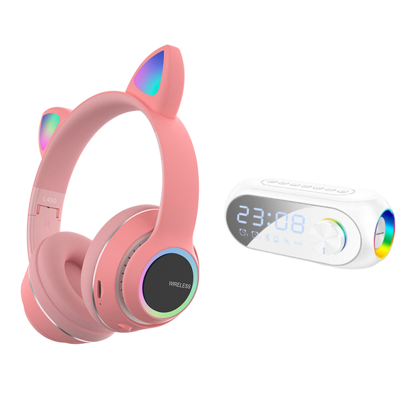 Bluetooth - Headphone - L450 Pink + Yesplus - Bt Speaker - White - Combo