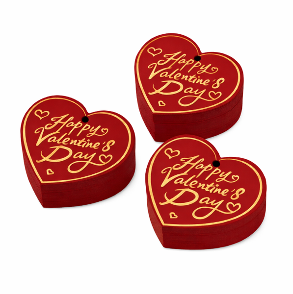 100-Piece Valentine's Day Heart Gift Tags - Red &amp; Gold Hanging Tags