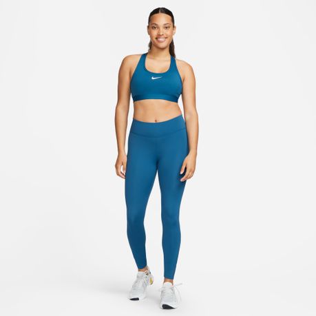 Nike Womens Swoosh Medium-Support Padded Sports Bra Blue L