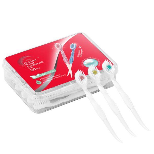 20 Portable Disposable Toothpick Toothbrushes with Paste for Oral Cleaning