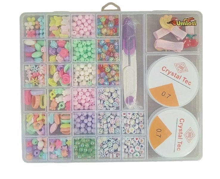 Jewelry Bead Craft Set - Assorted Bead Styes &amp; 14m Of Elastic