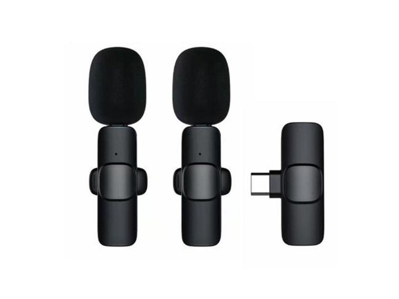 Kit of 2 Wireless Lavalier Microphones for devices with Type C interface.