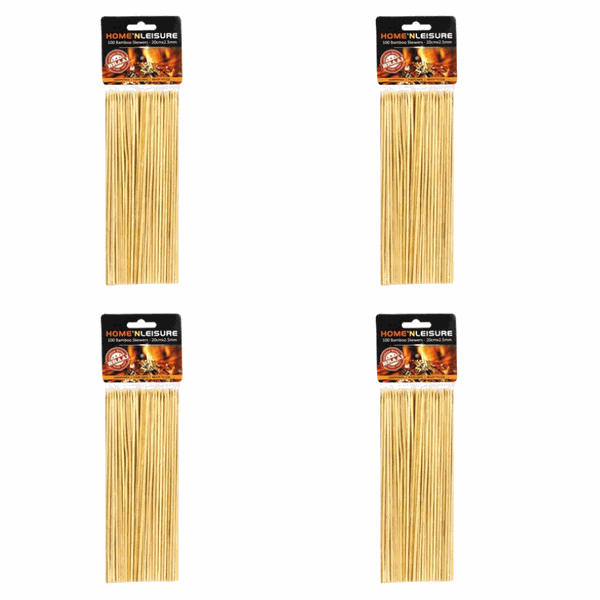 Pack of 4-Skewers bamboo 20cm 100pce 2.5mm h&amp;l