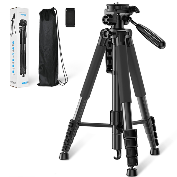 Topika-F-180T Black Camera Tripod, 1.8m Iron Tube, 3 Feet Stand, 18cm-180cm