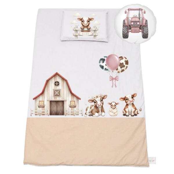 Cot Bedding Set -Duvet, Pillow &amp; Scatter-1040x720mm-Farmer Green