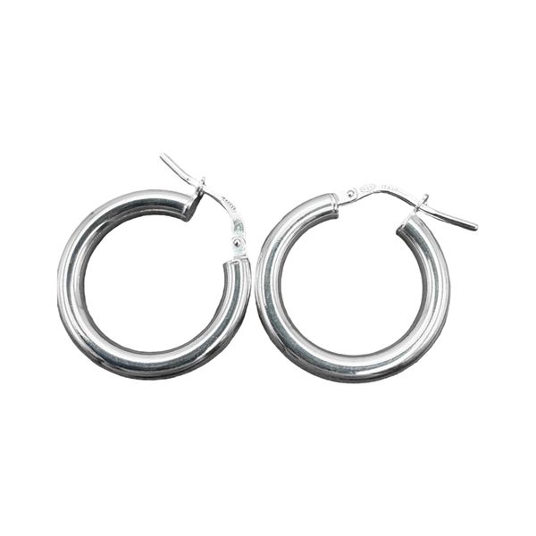Rounded Hoop Earrings 3mm x 20mm Sterling Silver 925