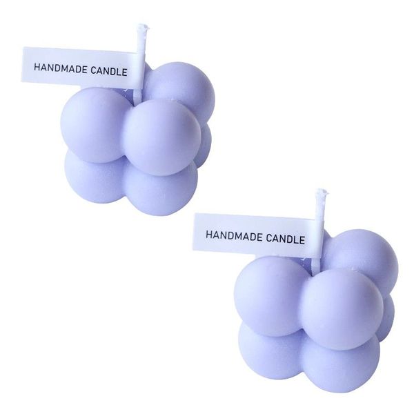 2 Pack - Handmade Bubble Scented Candle Set - Purple