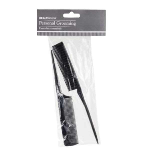Health Glow - 2 Piece Comb Set With Thick Bristles - Pack of 5