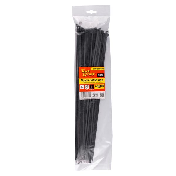 Tork Craft - Nylon Cable Ties 4.8mm x 400mm Black - 50 Pieces