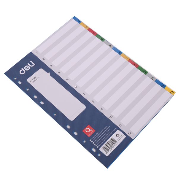 Deli 5 Dividers A4 Printed 1-12 PP 130 Micron Value Pack