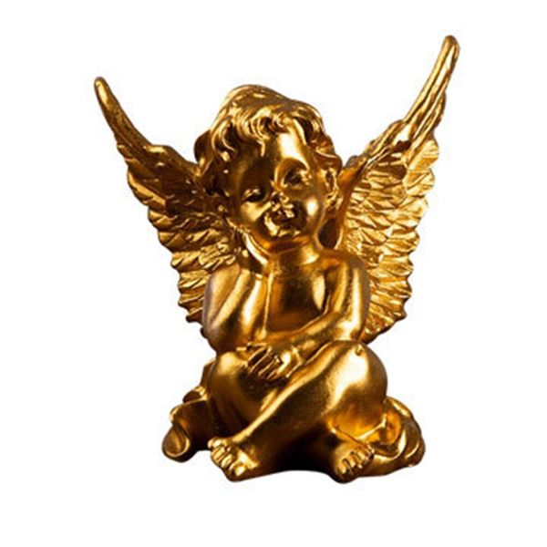 Décor Angel Cherub Resin Statue Sculpture Decorative 7cm Gold Ornament Cool