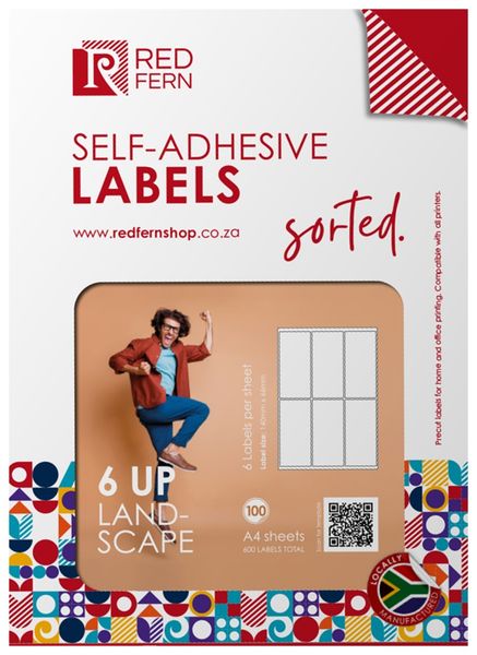 Redfern Landscape 6up A4 Self-Adhesive Labels 1000 Sheets