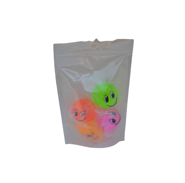 Pack of 4 Stress Relief Smash-It Soft Rubber Water Ball Splat Toys (Smiley)