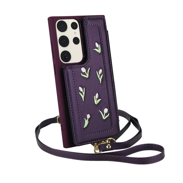 Embroidered Crossbody Anti-fall Phone Case Compatible with Galaxy S23 Ultra