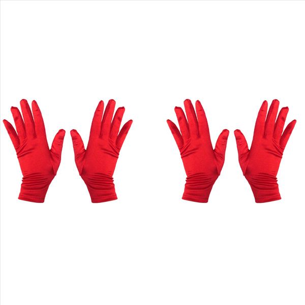Ladies Short Sunscreen Satin Surface Spandex Etiquette Gloves Black