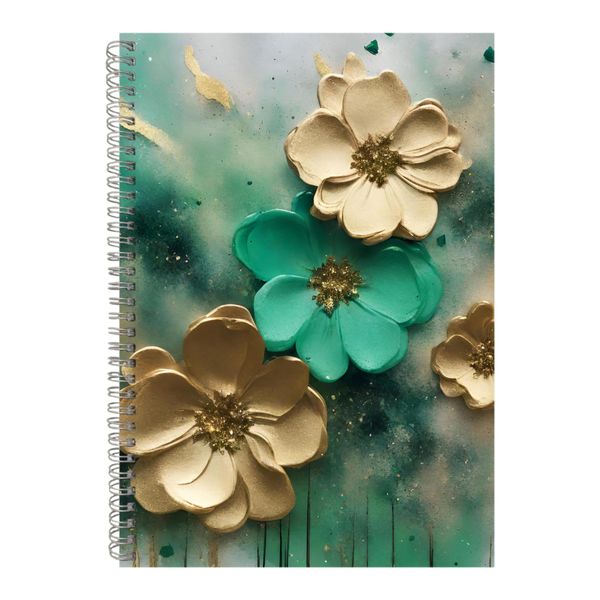 Black Paint A4 Notebook Spiral and Lined Flowers Bouquet Graphic Notepad228