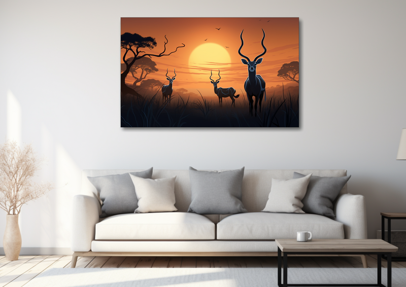 Canvas Wall Art - Kudu aqntelopes in Twilight - HD0388