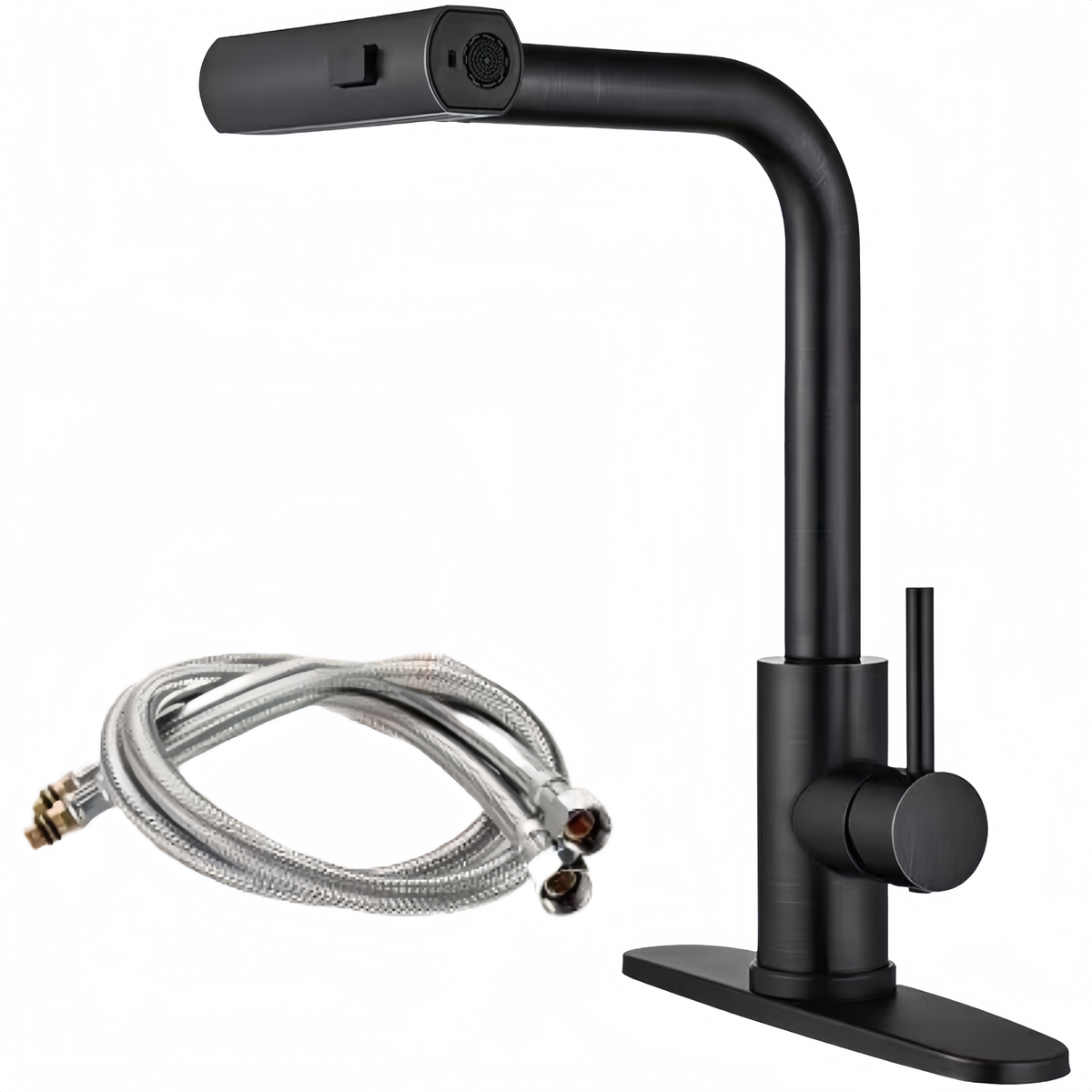 Kitchen Waterfall Faucet With Pull Down Sprayer & Pipe For Kitchen Bathroom