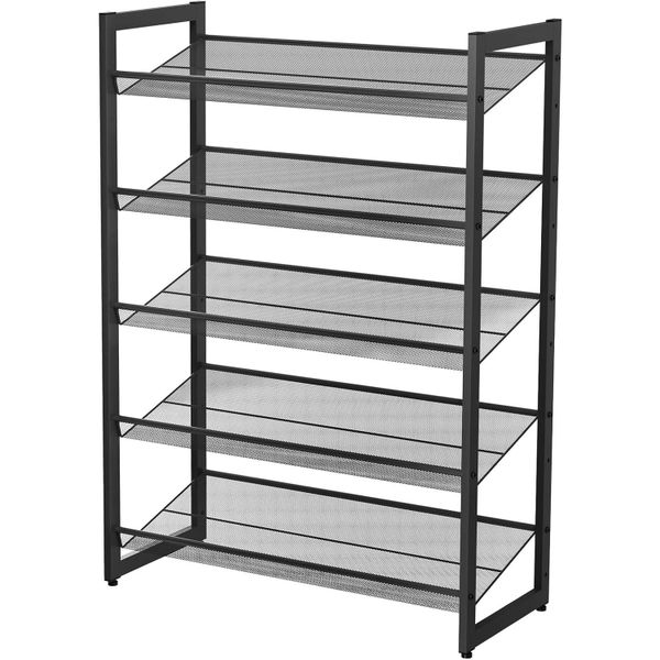 Stackable 5-Tier Metal Shoe Rack, Adjustable Design, Fits 15-20 Pairs