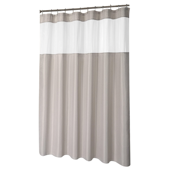 Shower Curtain with Liner &amp; Hooks - 180 x 180cm - Taupe