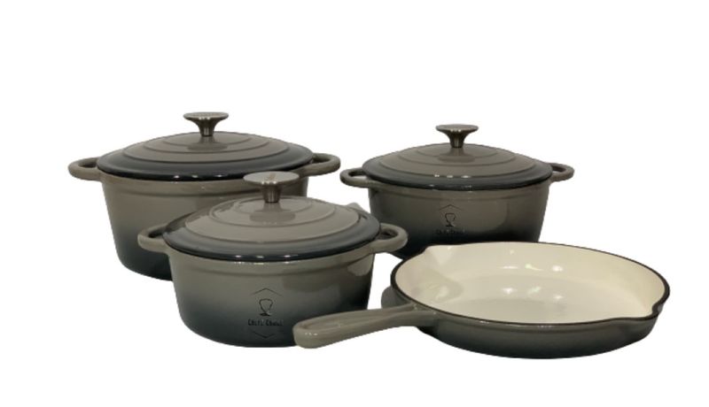 Chef's Choice Heavy Cast Iron Cookware Set - Durable, Non-Stick 7 Pcs Pot