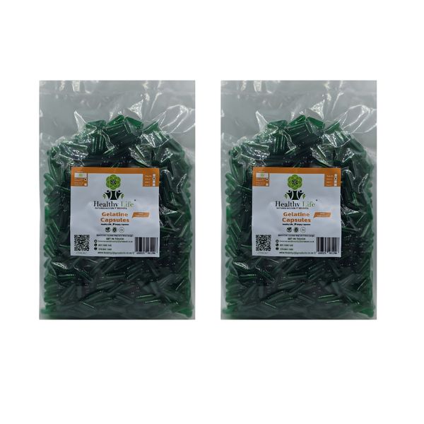 Healthy Life-Translucent Green Empty GELATIN Capsules Size 0-2 x 1000 Pack