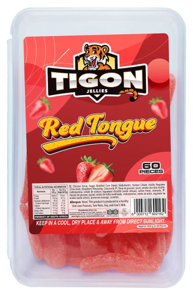Tigon Red Tongue - Strawberry Flavoured Sweet &amp; Sour Gummies - 60 pieces