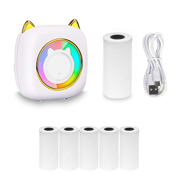 Uuname Portable BT Mini Pocket Printer Mini Thermal Printer &amp; 5 Paper-c23w