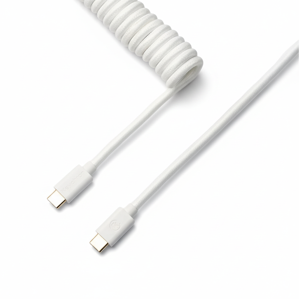 Keychron Coiled USB-C Aviator Cable - White, 5-Pin Detachable Connector