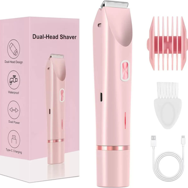 Electric Dual-Head Hair Remover for Pubic, Underarm, and Leg Hair