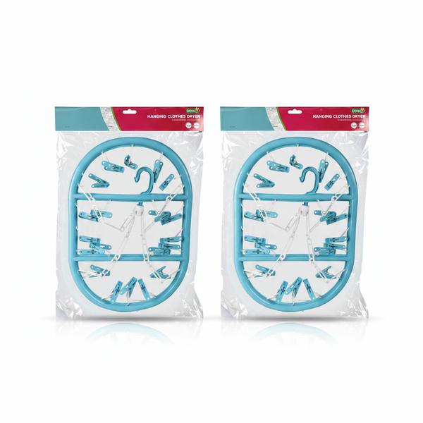 Pl Clothes Dryer with 20 Pegs for Indoor and Outdoor Use - 2 Pack