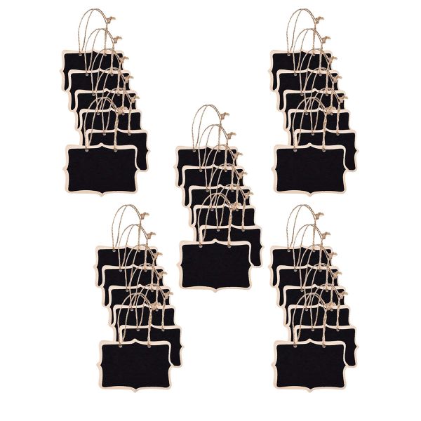 30 Pieces Mini Wooden Chalkboard Signs Small Hanging Blackboard Labels Tags